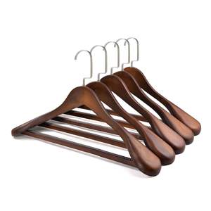 Cintres en bois de haute qualité, couleur cerisier noir naturel antique, pour costumes, avec barre antidérapante pour pantalons et robes - Product Image 6