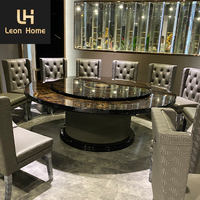 Ensemble de table à manger ronde de style italien de luxe, 12 places, avec centre rotatif, meubles de maison pour salle à manger