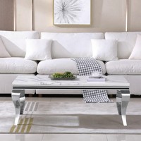 Table basse en marbre avec pieds en acier inoxydable, design rectangulaire moderne, vente chaude 2026, meubles de salon