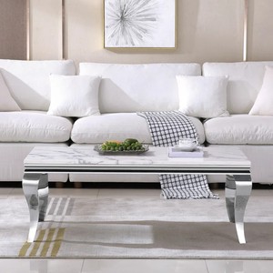 Mới Hiện Đại Hình Chữ Nhật Thiết Kế Chân Thép Không Gỉ Đồ Nội Thất Phòng Khách Bằng Đá Cẩm Thạch Màu Đen <span class=keywords><strong>Top</strong></span> Trà Bàn Cà Phê - Product Image 3