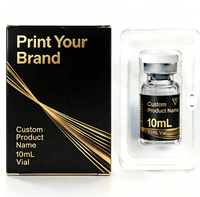 Emballage de flacons de 3 ml et 10 ml, flacons Pepti simples de 3 ml, étiquette holographique brillante et boîte en papier