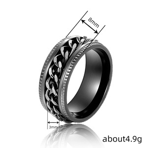 Anello a Catena Rotante per Donne, Gioiello da Dito Hip Hop con Texture alla Moda - Product Image 4