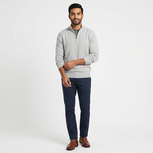 Mens Pullover Sweater Long Sleeve Knitted Sweaters Breathable Quarter Zip <b>Mock</b>-<b>neck</b> Knitted Sweater Men's Winter Knitwear - Product Image 1