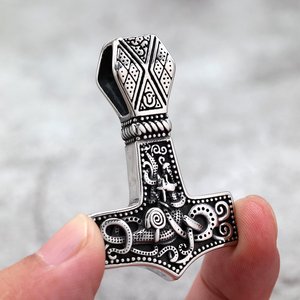 Thor's Hammer Pendant Stainless Steel Double Sided Necklace Men Gift Fashion Jewelry - Product Image 4