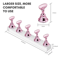 Support d'affichage professionnel pour nail art en plastique, rose métallisé, couleur unie, avec étagère de présentation, base d'entraînement pour ongles