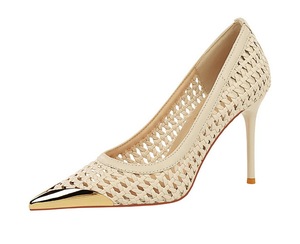 Elegant Shoes 9.5CM Women 2025 New Summer Woven Hollowed Out Sandals Stylish Comfortable Single Shoes Heels - Product Image 4