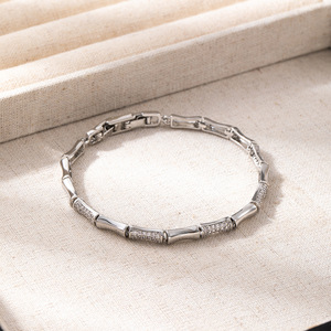 Pulsera de bambú chapada en oro de estilo chino, joyería geométrica con microincrustaciones para mujer, regalo SLG 009 - Product Image 3