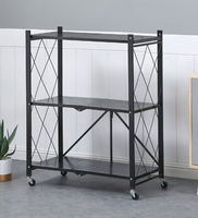 Étagère en acier métallique pliable à 4 niveaux, noir et blanc, pour organiser les micro-ondes et les vaisselle, pour le rangement à la maison, pour la chambre à coucher, la cuisine