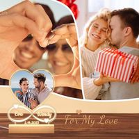 LOGO personnalisé acrylique 3D saint valentin fête cadeau créatif veilleuse acrylique impression socles en bois pour la décoration intérieure