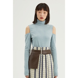 TD abito Casual a collo alto in Cloudburst Grey Fussed Top - Product Image 1