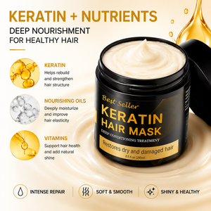 Mascarilla Capilar de Colágeno con Queratina Orgánica de Marca Privada para Reparación Intensiva y Suavizante del Cabello Dañado y Seco - Product Image 3