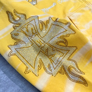 Custom 100% Cotton Heavyweight Cropped Zip Hoodies Manufacturer Streetwear Rhinestone Embroidered Acid Wash Zip up Hoodie - Product Image 2