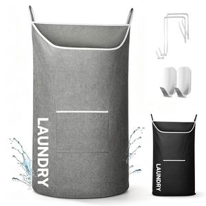 DONAQ Classic Hanging Laundry <b>Basket</b> Space-Saving Over-the-Door Storage Bags Back Door <b>Hamper</b> Wall Mount Bathroom - Product Image 1