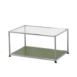 Tavolino da Salotto <span class=keywords><strong>Moderno</strong></span> Minimalista <span class=keywords><strong>in</strong></span> <span class=keywords><strong>Vetro</strong></span> Temperato e Acciaio Inossidabile, Modulare per Casa e Hotel - Product Image 3