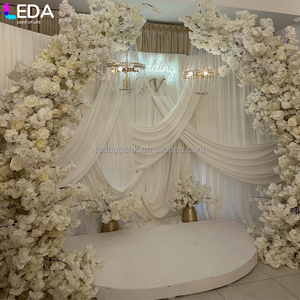Décor de fond intérieur LEDA, rideau en soie de lait blanc carré simple de haute qualité pour mariage - Product Image 1
