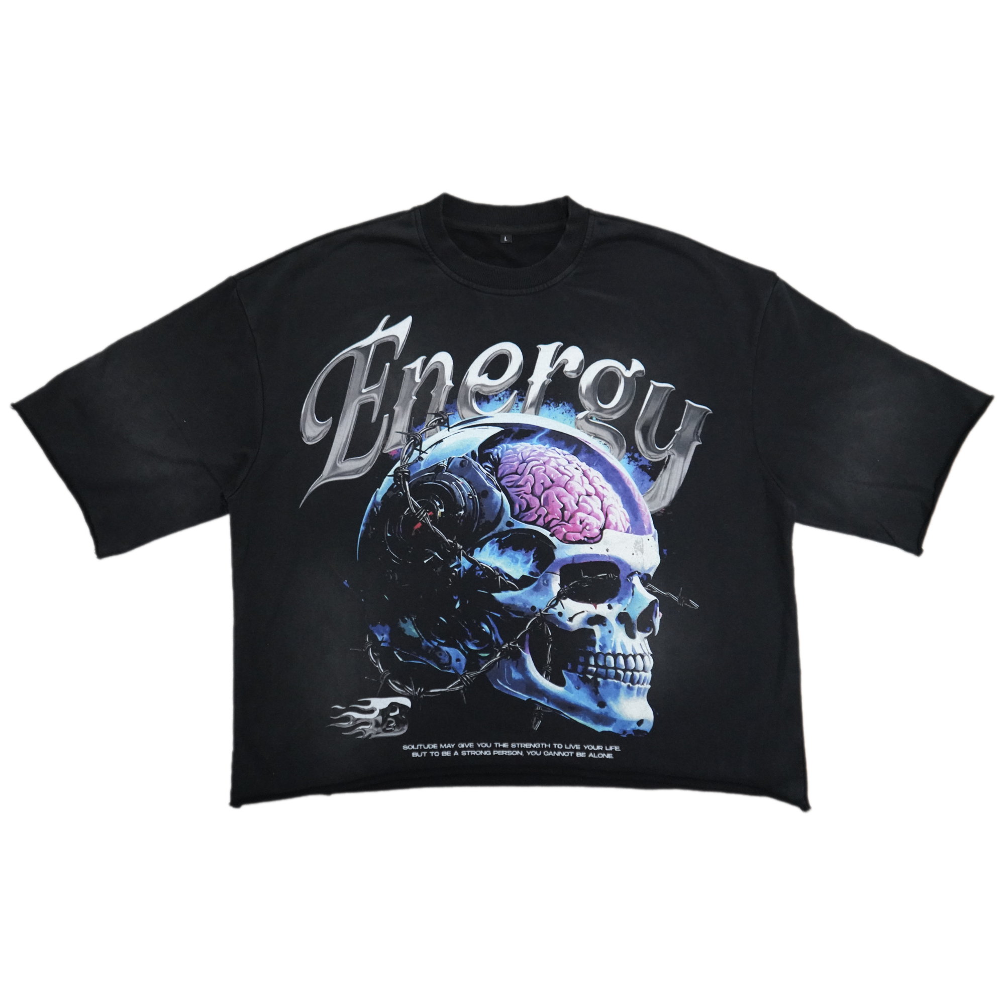 Magliette tagliate squadrate con stampa digitale nera-4