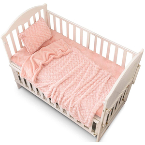 New Design Velvet 3 Pcs Standard Nursery / Toddler Crib <strong>Bedding</strong> <strong>Set</strong> for Girl <strong>Baby</strong>