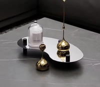 Nampan parfum Dekorasi Rumah, dudukan besi perak Modern aksesoris Stainless Steel abstrak tidak teratur untuk dekorasi