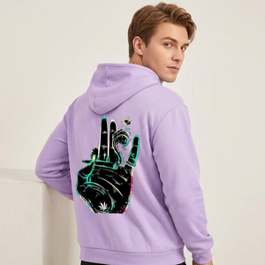 เสื้อฮู้ดดี้ผู้ชายสีลาเวนเดอร์ ทรงปกติ ผ้าฝ้ายฟลีซ 100% เป็นมิตรกับสิ่งแวดล้อม น้ำหนัก 300 กรัม ดีไซน์กระเป๋าแบบลำลอง เหมาะสำหรับใส่ในฤดูใบไม้ร่วง ผ้าเฟรนช์เทอร์รี่ - Product Image 2
