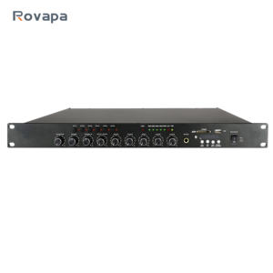 ROVAPA RV-80MS 80W 1 U Rack 6-<strong>channel</strong> Audio Input 1-<strong>channel</strong> Audio <strong>Output</strong> With MP3 Player &amp; FM Radio Function MP3 Zone Amplifier - Product Image 1