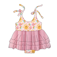 Robe barboteuse une pièce à impression personnalisée pour bébé fille: attaches d'épaule réglables, maille extensible extrêmement douce, quantité minimale de commande bas