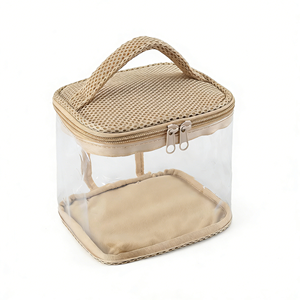 Custom <b>Clear</b> Transparent PVC Makeup Pouch Organizer Travel Home Cosmetic <b>Toiletry</b> Storage <b>Bag</b> with Zipper and Durable Handle - Product Image 1