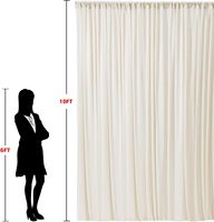 Tirai Latar Belakang Pernikahan Warna Ivory Ukuran Khusus 2 Panel Bebas Kerut Tirai Lembut 100% Blackout Tahan Air Fotografi Ulang Tahun