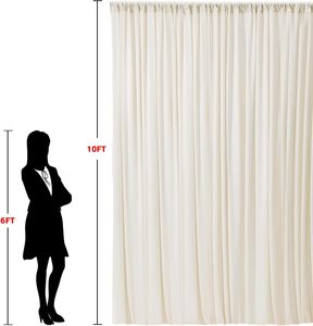 Tirai Latar Belakang Pernikahan Warna Ivory Ukuran Khusus 2 Panel Bebas Kerut Tirai Lembut 100% Blackout Tahan Air Fotografi Ulang Tahun - Product Image 6