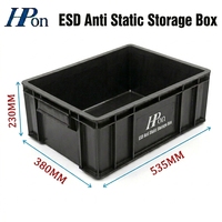 Conteneur de manutention ESD léger 535*380*230MM en plastique antistatique PP, carton noir, pour stockage de bobines SMT SMD ESD