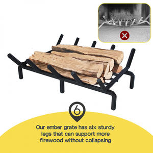 Porte-bûches en métal <span class=keywords><strong>pour</strong></span> cheminée 1 Étagère de rangement <span class=keywords><strong>pour</strong></span> bûches robuste, design en fer forgé - Product Image 3