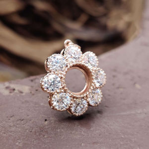 Venta caliente 18K Vermill collar vacío colgante sin diamante 925 plata esterlina Semi montaje colgante montajes joyería de mujer - Product Image 3