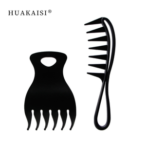 Peignes de coiffure pour hommes à dents larges et à poignée en plastique, pour cheveux bouclés et barbe, usage domestique - Product Image 1