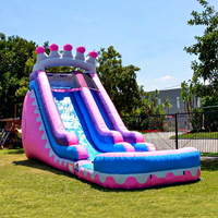 Toboggans aquatiques gonflables commerciaux populaires à double piste avec grande piscine à éclaboussures, pour enfants et adultes