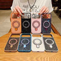 Coque de téléphone portable de luxe avec logo personnalisé, couleur diamant, support magnétique pour iPhone 18 17 16 15 14 Pro Max, étui de téléphone brillant avec support