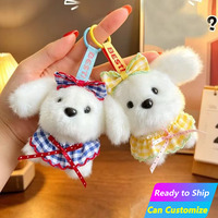 Porte-clés en peluche chien à motif écossais personnalisé, pendentif sac à dos, jouet en peluche chiot couple, décoration, cadeau d'anniversaire, vente en gros