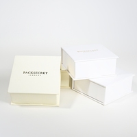 PackSecret Boîte de boucles d'oreilles magnétiques beige de haute qualité Coffrets cadeaux de bijoux en papier élégants Logo personnalisé pour l'emballage de bijoux de luxe
