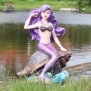 راتنج مخصص حكاية خرافية فن النحت حورية البحر الأميرة لتزيين الحديقة المربعة تذكار من الألياف الزجاجية - Product Image 3