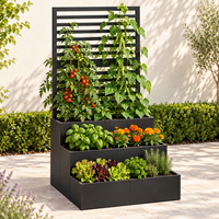Bac à plantes surélevé en acier résistant aux intempéries avec trous de drainage, écologique, gris, pour patio