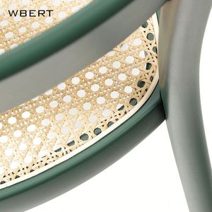 WBERT chaise de salle à manger nordique en bois massif simple moderne crème vent lumière luxe rotin restaurant tabouret arrière table à manger domestique - Product Image 5