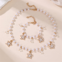 Collier bohème d'été avec pendentif étoile de mer et perles, chaîne de clavicule coquillage