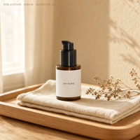 Flacon en verre ambré brun personnalisé avec logo, 30 ml, 50 ml, 100 ml, pour sérum de soin de la peau, avec bouchon pompe, pour désinfectant pour les mains et le visage