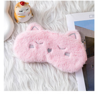 Masker Mata Kucing Lucu, Longgar, Anti Cahaya, Khusus Tidur, Kartun, Plush, Pereda Kelelahan Mata