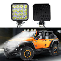 Feux de travail LED 12V 24V 3 pouces 48W 16 LED carrés pour moto, projecteurs pour 4x4, tout-terrain, camion, véhicule 4 roues motrices, SUV, VTT, tracteur