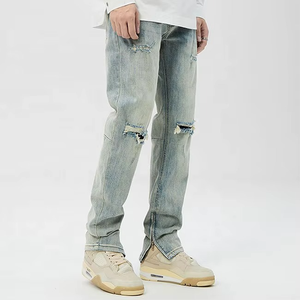 Jeans Rasgados de Cintura Alta para Hombre, Talla Grande, Estilo Hip-Hop, Pantalones con Estampado, Moda Urbana para Invierno y Primavera, Buen Precio, Dropshipping - Product Image 1