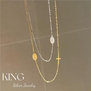 Collier croix plaqué or King Silver Jewelry, argent sterling S925, unisexe, à porter tous les jours - Product Image 2