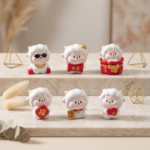 Statuette di Pecora in Resina, Simbolo Portafortuna dell'Anno dello Zodiaco, Collezione Fortuna per il Capodanno Cinese, Regalo Kawaii per Ricchezza e Prosperità - Product Image 5