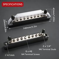Barre omnibus marine 150A 12V, bloc de distribution d'alimentation 1/4 pouce, barre omnibus de batterie, bloc de bornes omnibus automobile