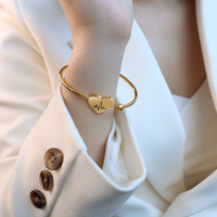 Bracelets de luxe pour femmes, haut de gamme, ouverts, élastiques, extensibles, en acier inoxydable, plaqués or, tendance, micro-inserts, grands, luxueux