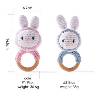 RTS doux infantile divertissement lapin <span class=keywords><strong>hochet</strong></span> Crochet dentelle <span class=keywords><strong>bois</strong></span> jouet pour dentition bébé hochets - Product Image 6