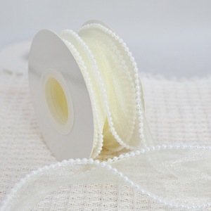 Glitter Edge Organza Ribbon Lightweight Sheer Trim For Holiday Craft And DIY Bow <b>Making</b> - Product Image 3